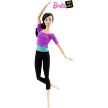 Barbie Sonsuz Hareket Bebeği, Kumral - Siyah Taytlı, Mavi Tişörtlü, Siyah Uzun Saçlı Dhl84