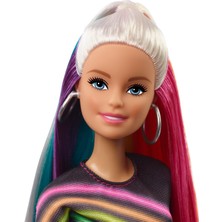 Barbie Gökkuşağı Renkli Saçlar Bebeği, Ekstra Uzun Saçlara ve Saç Aksesuarlarına Sahip FXN96