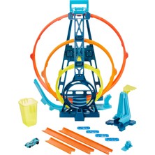 Hot Wheels Track Builder Üçlü Çember Aksiyonu Seti, 1:64 Ölçekli Araçlar iİçin GLC96