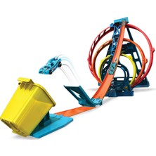 Hot Wheels Track Builder Üçlü Çember Aksiyonu Seti, 1:64 Ölçekli Araçlar iİçin GLC96