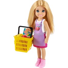 Barbie Chelsea Meslekleri Öğreniyor Market Çalışanı Chelsea ve Oyun Seti, Sarı Saçlı Chelsea Bebek (15,24 cm) ile 15'ten Fazla Oyun Parçası GTN67