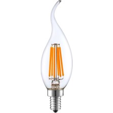 E14 LED FİLAMANLI RUSTIK AMPUL T35 ŞEFFAF KIVRIK 6W 3000K Gün Işığı ERD-83