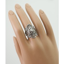 Filigran Silver 925 Ayar Gümüş El Tasarımı Telkari Sanatı Çiçek Figürlü Kadın Yüzük
