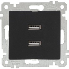 Mutlusan Rita Siyah Mek+Tuş Ikili USB Şarj Prizi MUT-2200 449 0184