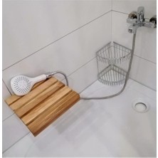 Kampasist Ahşap Duvara Monte Katlanabilir Engelli Duş Taburesi Meşe 32 x 37,5 cm