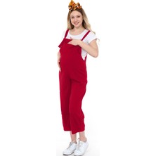 Luvmabelly Bordo Hamile Salopet %95 Pamuklu Günlük Kullanım İçin Rahat Kesim