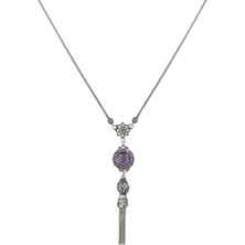 Filigran Silver 925 Ayar Gümüş El Tasarımı Telkari Sanatı Doğal Ametist Taşlı Püsküllü Kadın Kolye
