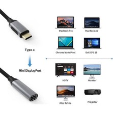 Daytona FC-K01 Macbook Uyumlu Type-C™ To Mini Display Port Dişi Mini DP 4K Ultra Hd Görüntü Aktarıcı Çevirici Hub Adaptör