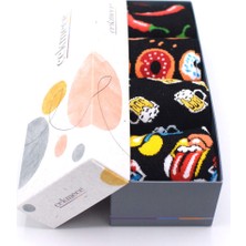 Çekmece Karışık Desen 4'lü Unisex - Erkek Pamuklu Acı - Tatlı Soket Çorap