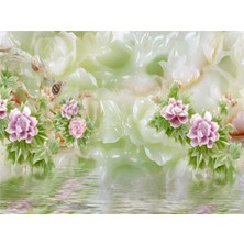 Eko Dekor Çiçek Desen 3D Özel Tasarım Duvar Kağıdı 008 Kanvas Tek Parca