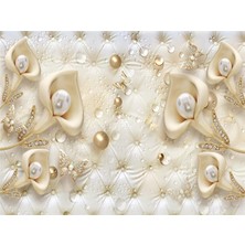 Eko Dekor 3D Inci Çiçek Duvar Kağıdı Kanvas Tek Parca