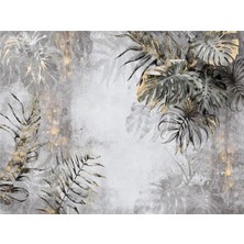 Eko Dekor Beton Duvar Tropikal Yapraklar Tasarım Duvar Kağıdı Vinil