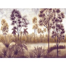 Eko Dekor Botanik Özel Tasarım Duvar Kağıdı Kanvas Tek Parca