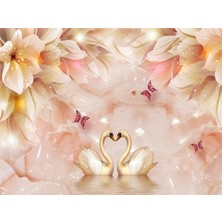 Eko Dekor Çiçek Desen 3D Özel Tasarım Duvar Kağıdı 070 Kanvas Tek Parca