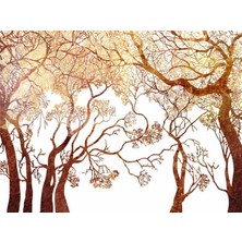 Eko Dekor Özel Tasarım Ağaç Desen Duvar Kağıdı Kanvas Tek Parca