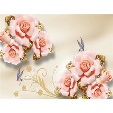 Eko Dekor Çiçek Desen 3D Özel Tasarım Duvar Kağıdı 032 Kanvas Tek Parca