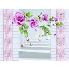 Eko Dekor Çiçek Desen 3D Özel Tasarım Duvar Kağıdı 061 Kanvas Tek Parca