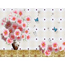 Eko Dekor Çiçek Desen 3D Özel Tasarım Duvar Kağıdı 077 Kanvas Tek Parca