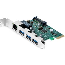 Dark PCIe x1 - 3 Adet USB 3.0 + Gigabit Ethernet Dönüştürücü Ağ Adaptörü (DK-NT-PEGLANU3)