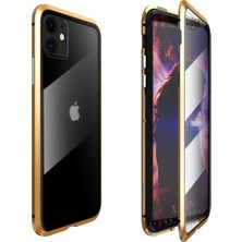CoverZone Apple iPhone 12 Kılıf 360 Manyetik Ön Arka Cam Koruma Frank Gold