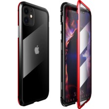 Apple iPhone 12 Pro Kılıf 360 Manyetik Ön Arka Cam Koruma Frank Kırmızı