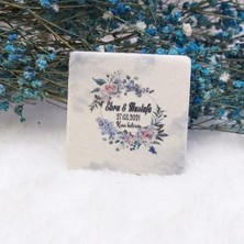 Hayaller Dükkanı 30 Adet Taş Magnet Nikah Şekeri Nişan Liği Desen Çiçekli 4,5x4,5 Kare