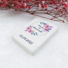 Hayaller Dükkanı 30 Adet Taş Magnet 6x4 Nikah Şekeri Nişan Liği Pembe Çiçek Desenli