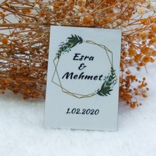 Hayaller Dükkanı 30 Adet Yeşil Çiçiçekli Ahşap Nikah Magnet Nikah Şekeri Uv Baskı Nişan Liği Ekonomik
