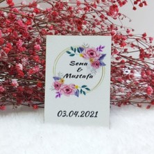 Hayaller Dükkanı 30 Adet Pembe Çiçekli Ahşap Nikah Magnet Nikah Şekeri Uv Baskı Nişan Liği Ekonomik