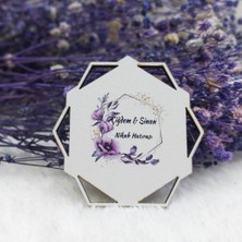 Hayaller Dükkanı 30 Adet Prizma Desenli Ahşap Nikah Şekeri Uv Baskı Nişan Liği Ekonomik