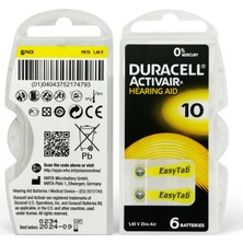 Duracell Activair 10 Numara Işitme Cihazı Pili 60'lı