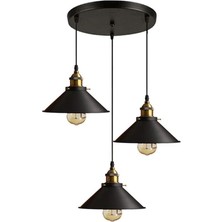 Riolight vinatege,retro,rustik 3xe27 siyah metal sarkıt avize çap:30cm
