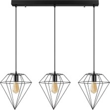 Riolight  Retro Üçlü Masa Üstü Metal Kafes Avize
