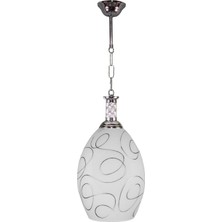 Şenay Aydınlatma Tekli Opal Cam Su Yolu Avize Sarkıt-Beyaz Gümüş