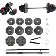 Tan Spor 50 kg Dambıl-Dumbell-Ağırlık-Halter–full  Kısa  Bar +  Düz Bar +  Z Bar Seti