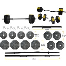 Tanspor 70 kg Dambıl  - Ağırlık - Halter - Vücut Geliştirme Full  Kısa  Bar + Düz Bar + Z Bar Seti