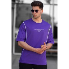 Madmext Mor Oversize Erkek Tişört 5234