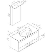 Orka Banyo Knidos Legnano Banyo Dolabı 90 cm Seramik Lavabo