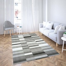 Bona Fortuna Taş Desenli Dijital Baskı Yıkanabilir Kaymaz Taban Modern Salon Halı ve Yolluk(Gri)