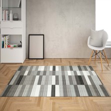 Bona Fortuna Taş Desenli Dijital Baskı Yıkanabilir Kaymaz Taban Modern Salon Halı ve Yolluk(Gri)