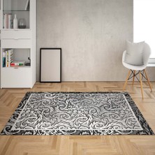 Bona Fortuna Şal Desenli Çerçeveli Dijital Baskı Yıkanabilir Kaymaz Taban Leke Tutmaz Düz Salon Halısı ve Yolluk
