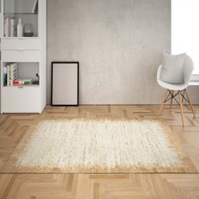 Bona Fortuna Çizgi Desenli Dijital Baskı Yıkanabilir Kaymaz Taban Leke Tutmaz Salon Halı ve Yolluk(Bal)