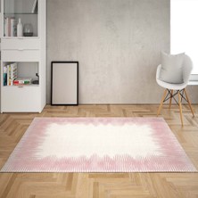 Bona Fortuna Çizgi Desenli Dijital Baskı Yıkanabilir Kaymaz Taban Klasik Salon Halı ve Yolluk (Pudra)