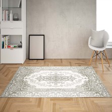 Bona Fortuna Osmanlı Şal Desenli Dijital Baskı Yıkanabilir Kaymaz Taban Klasik Salon Halı ve Yolluk (Yeşil)