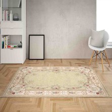 Bona Fortuna Çiçek Desenli Göbekli Dijital Baskı Yıkanabilir Kaymaz Taban Leke Tutmaz Salon Halısı Yolluk(Sarı)