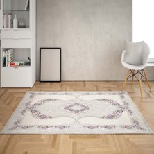 Bona Fortuna Gül Desenli  Dijital Baskı Yıkanabilir Kaymaz Taban Vintage Salon Halısı