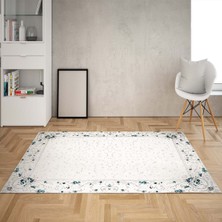 Bona Fortuna Çiçek Desenli  Dijital Baskı Yıkanabilir Kaymaz Taban Vintage Salon Halı ve Yolluk