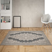 Bona Fortuna Osmanlı Şal Desen Çerçeveli Dijital Baskı Yıkanabilir Kaymaz Taban Klasik Salon Halısı ve Yolluk