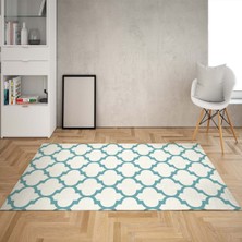 Bona Fortuna Geometrik Desenli Karo Motif Dijital Baskı Yıkanabilir Kaymaz Taban Modern Salon Halısı (Byzmvi)