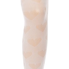 Unlimited Legwear 2li Kalp ve Fiyonkdesenli Beyaz Dantel File Çocuk Külotlu Çorap 9-12 Yaş